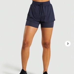 Gymshark Navy Lustre 2 in 1 Shorts